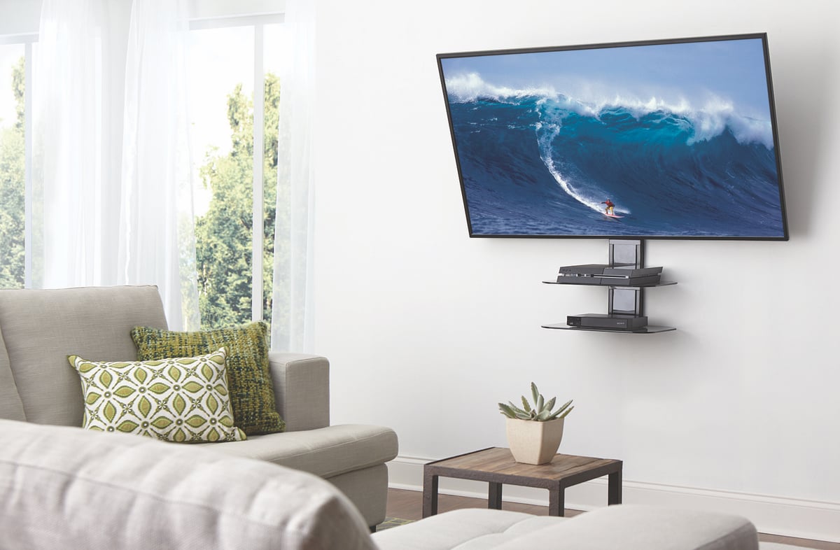 Tv mountain. Av 1zone Wall display_. TV on Wall. Sanus Woodbrook. The TV is Hanging on the Wall.